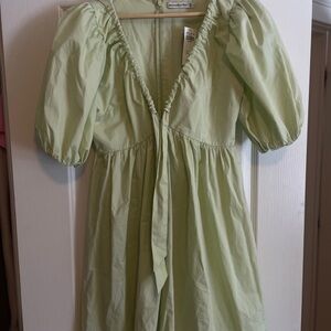 Abercrombie Light Green Puff Sleeve Dress